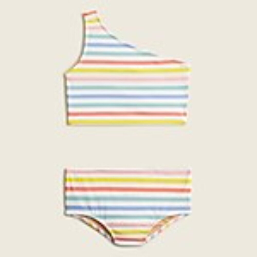 Girls striped one-shoulder two-piece swim suit (CrewCuts)